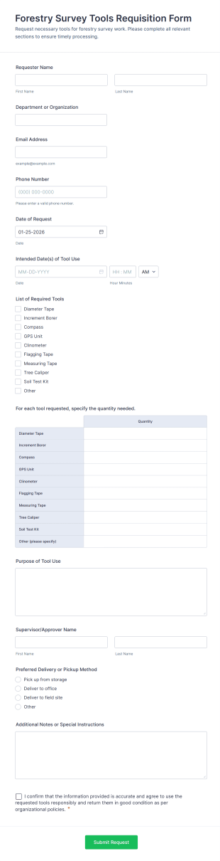Forestry Survey Tools Requisition Form