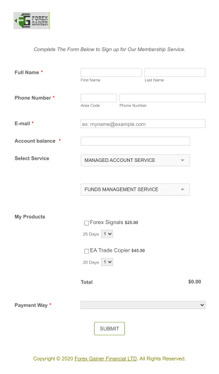 Forex Membership Signup Form Template