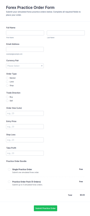 Forex Practice Order Form Template