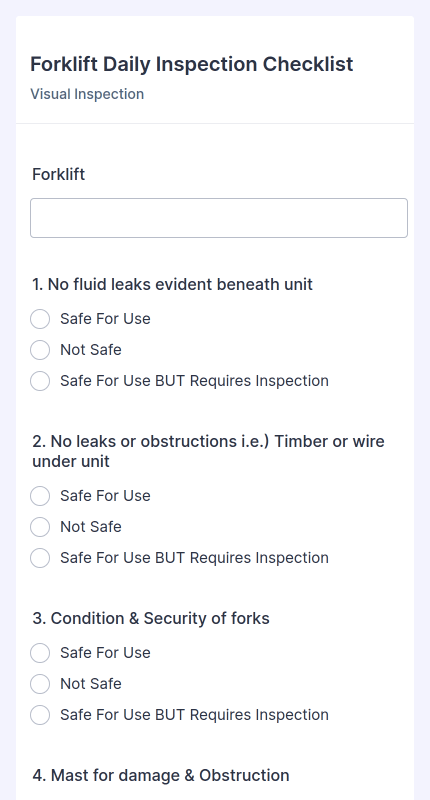 Forklift Daily Inspection Checklist Form
