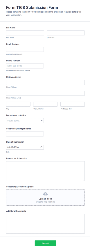 Form 1168 Submission Form Template