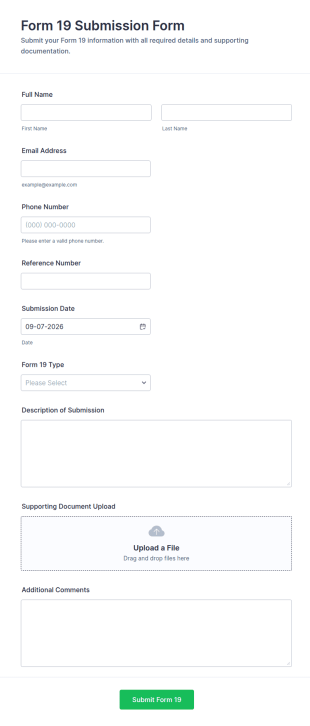 Form 19 Submission Form Template