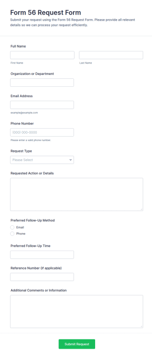 Form 56 Request Form Template