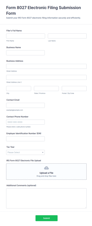 Form 8027 Electronic Filing Submission Form Template