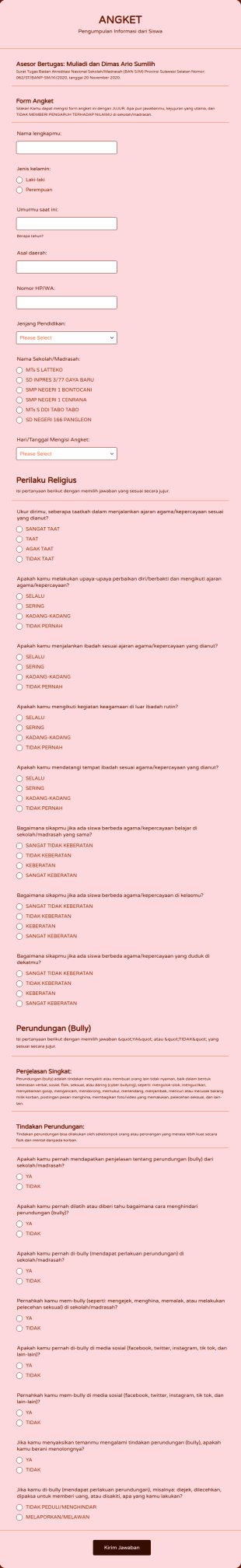Form Angket Siswa
