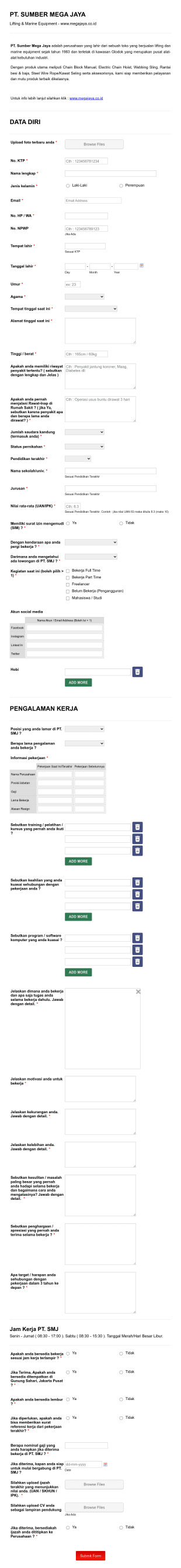 Form Aplikasi Karyawan
