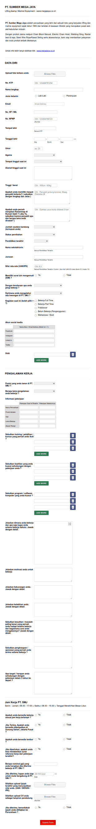 Form Aplikasi Karyawan