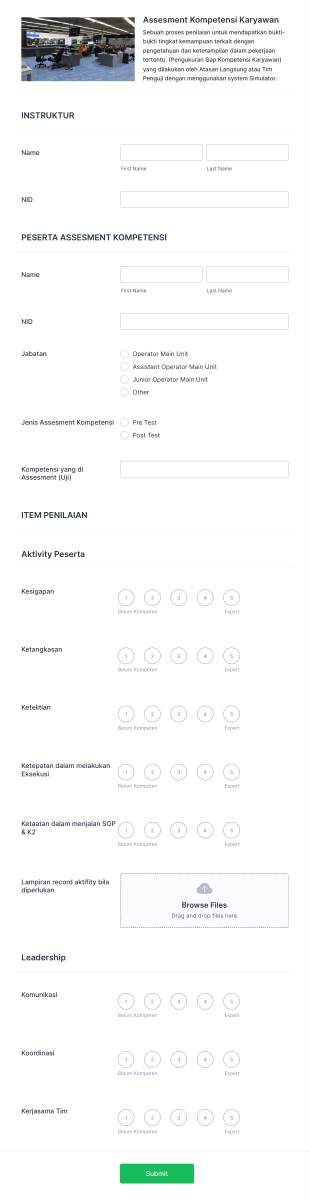 Form Assesment Kompetensi Form Template