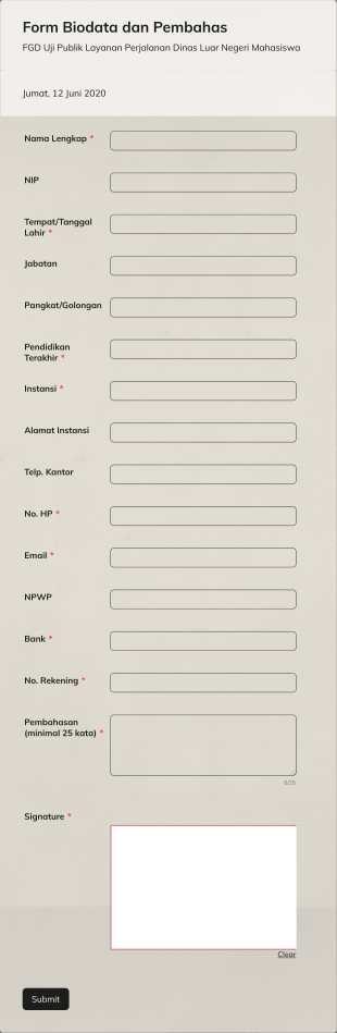 Form Biodata Dan Pembahas