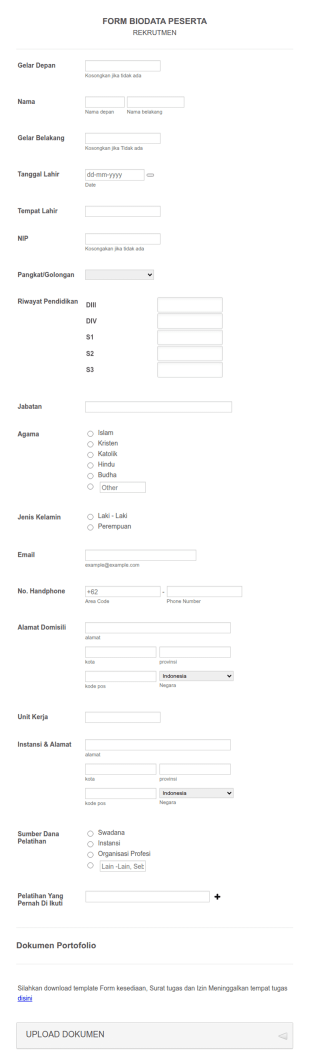 Form Biodata Rekrutmen