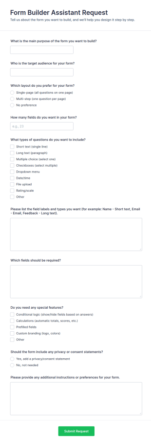 Form Builder Assistant Request Form Template