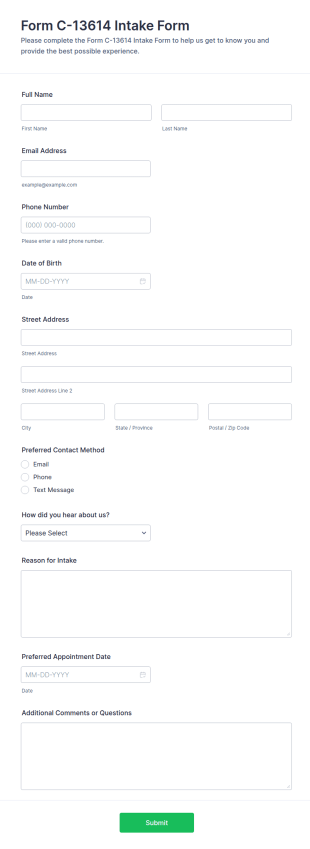 Form C 13614 Intake Form Template