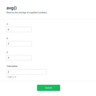 Form Calculation: Math Function Reference Avg() Form Template