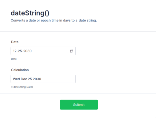 Form Calculation: Math Function Reference DateString() Form Template