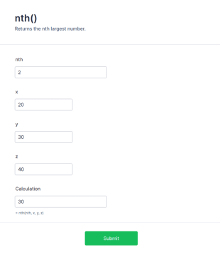 Nth Largest Number Calculation Form Template