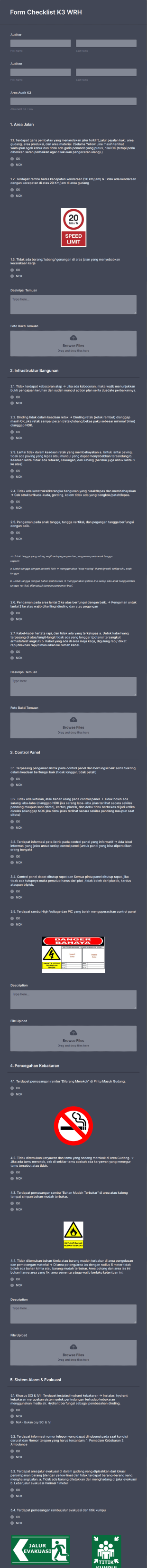 Form Checklist K3 WRH Form Template