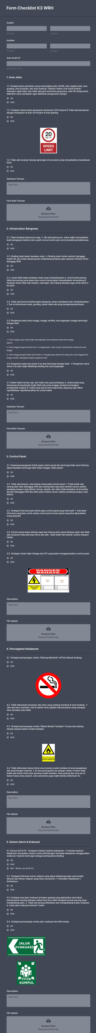 Form Checklist K3 WRH