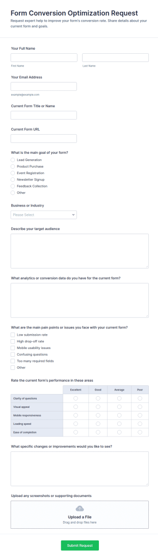 Form Conversion Optimization Request Form Template