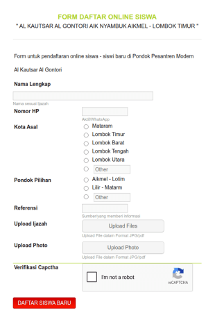 Form Daftar Online Siswa