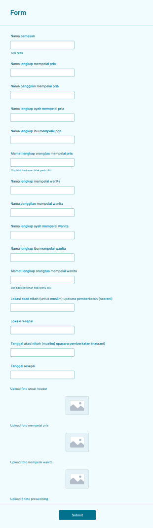 Form Data Calon Pengantin