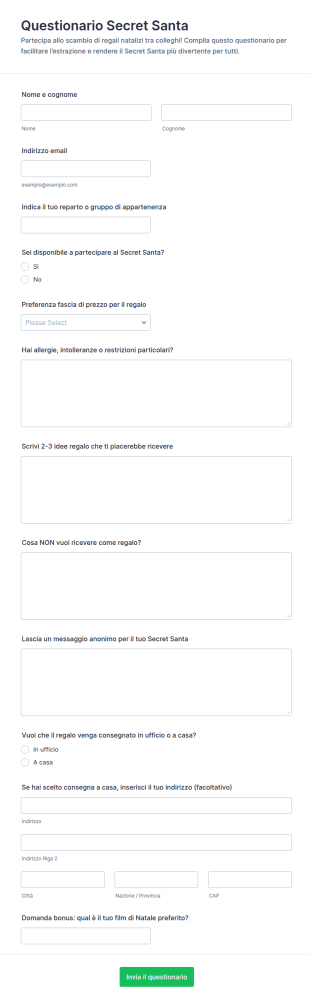 Form Di Partecipazione Al Babbo Natale Segreto