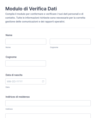 Form Di Verifica Dei Dati