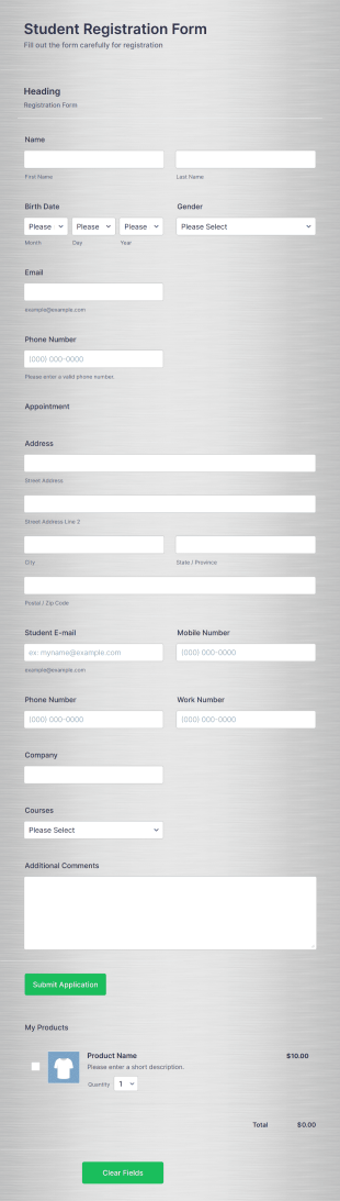 Form Elements Form Template
