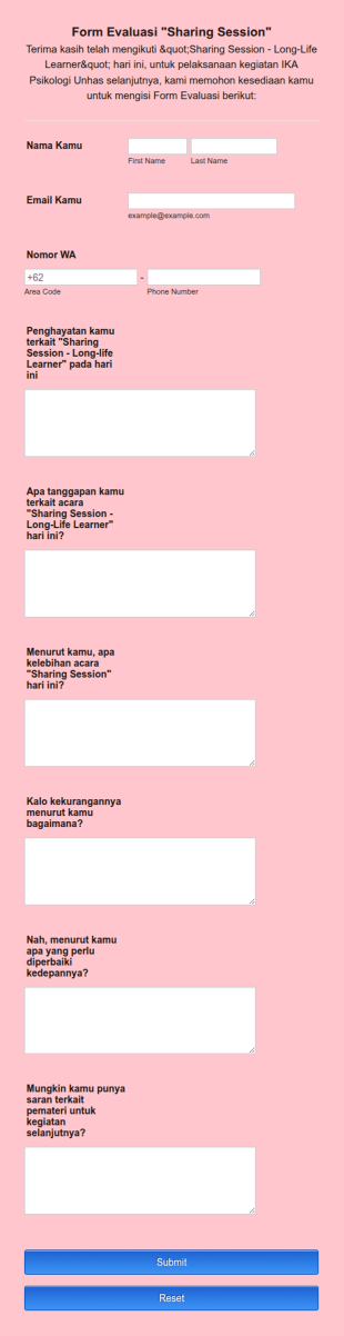 Form Evaluasi Sharing Session 2020 Ika Psikologi Unhas