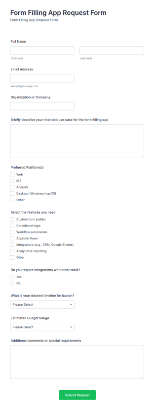 Form Filling App Request Form Template