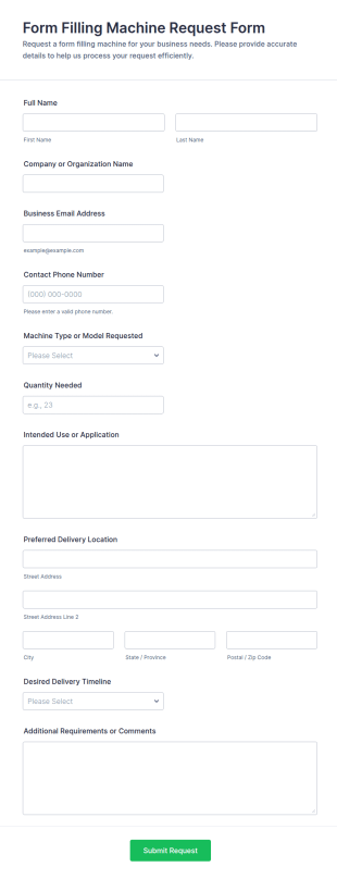 Form Filling Machine Request Form Template