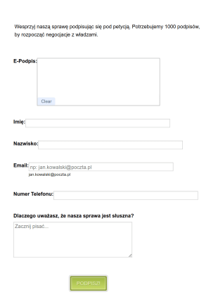 Form Generator | Formularz Petycji Form Template