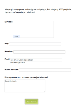 Form Generator | Formularz Petycji