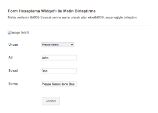 Form Hesaplama Widget'ı Ile Metin Birleştirme Form Şablonu