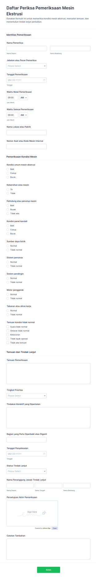 Form Inspeksi Mesin Ekstrusi