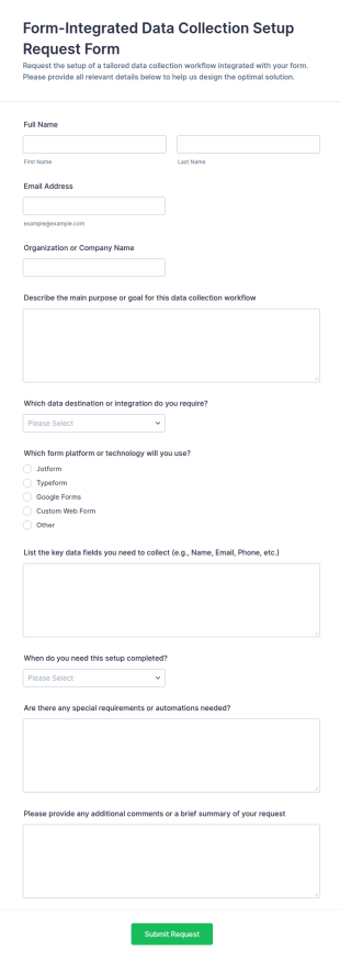 Form Integrated Data Collection Setup Request Form Template