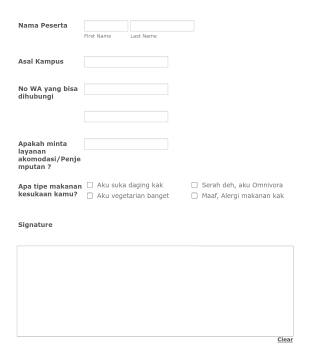 Form Kehadiran Peserta Rakerwil Form Template