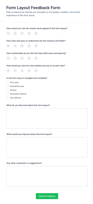 Form Layout Feedback Form Template
