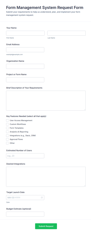 Form Management System Request Form Template
