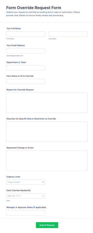 Form Override Request Form Template