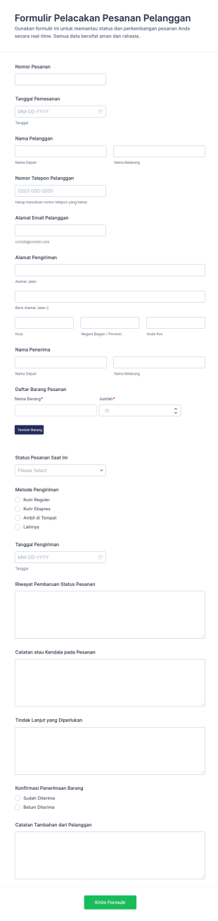Form Pelacakan Pesanan