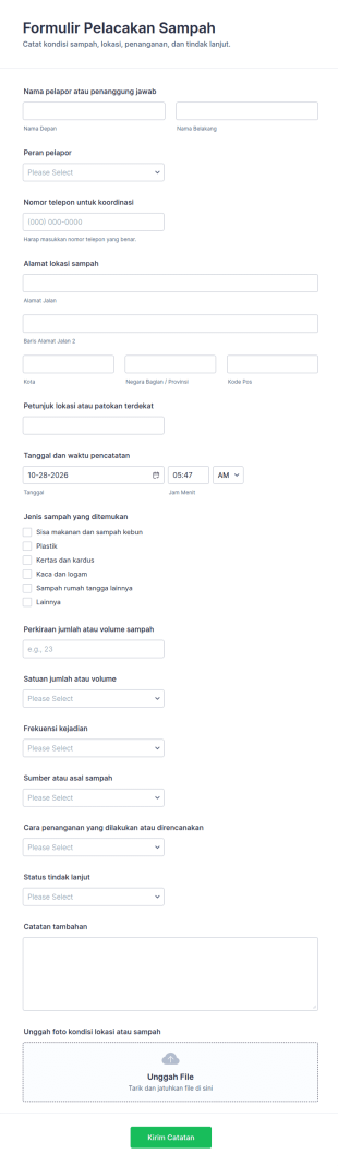 Form Pelacakan Sampah