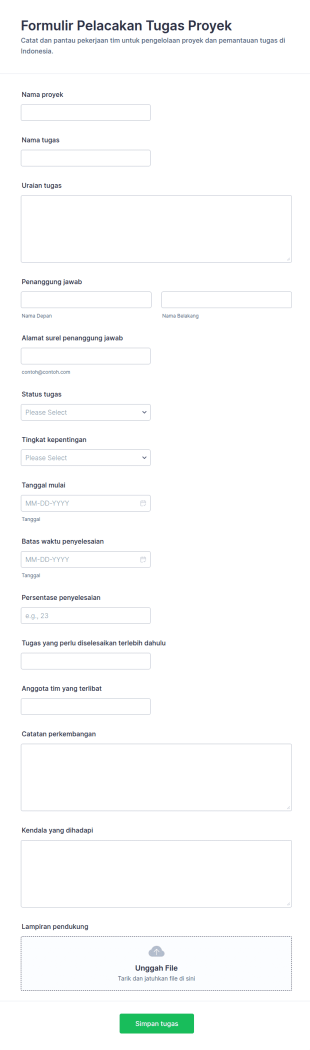 Form Pelacakan Tugas Proyek