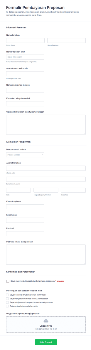 Form Pembayaran Preorder
