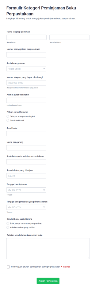 Form Peminjaman Buku Perpustakaan