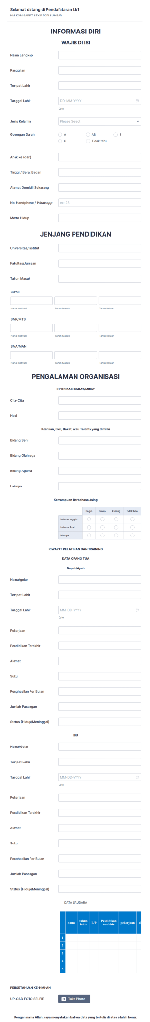 Form Pendaftaran Hmi