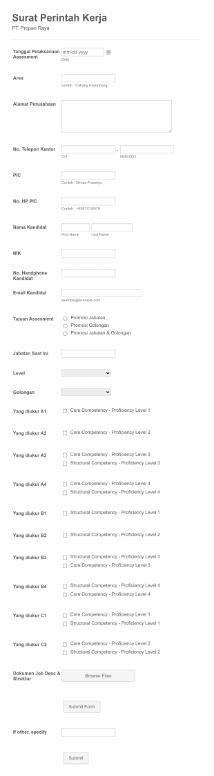 Form Pengajuan Asesmen Form Template