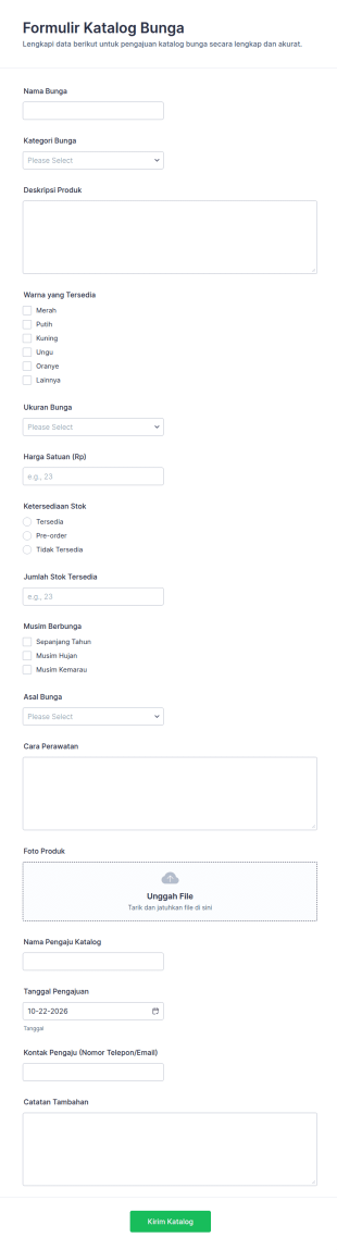 Form Pengajuan Katalog Bunga