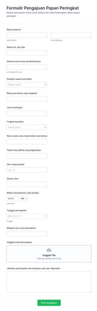 Form Pengajuan Papan Peringkat