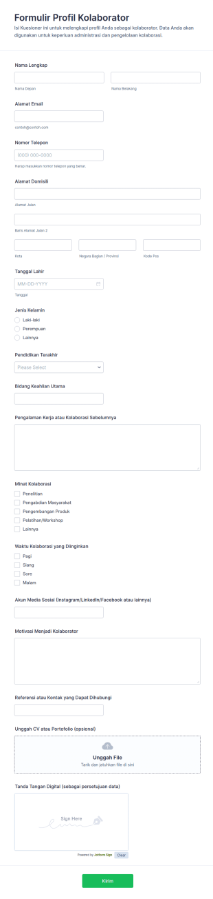 Form Pengajuan Profil Rekan Kerja