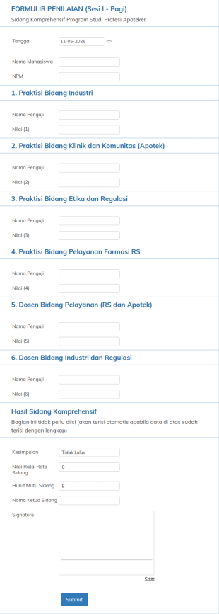Form Penilaian Sidang Komprehensif Apoteker